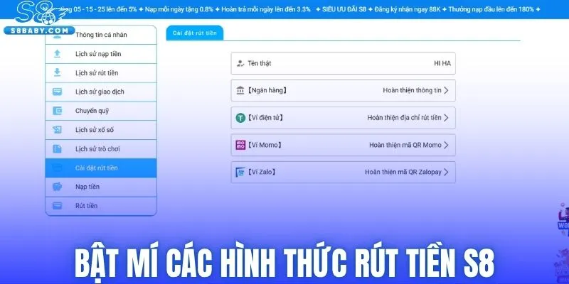 Bật mí các hình thức rút tiền S8